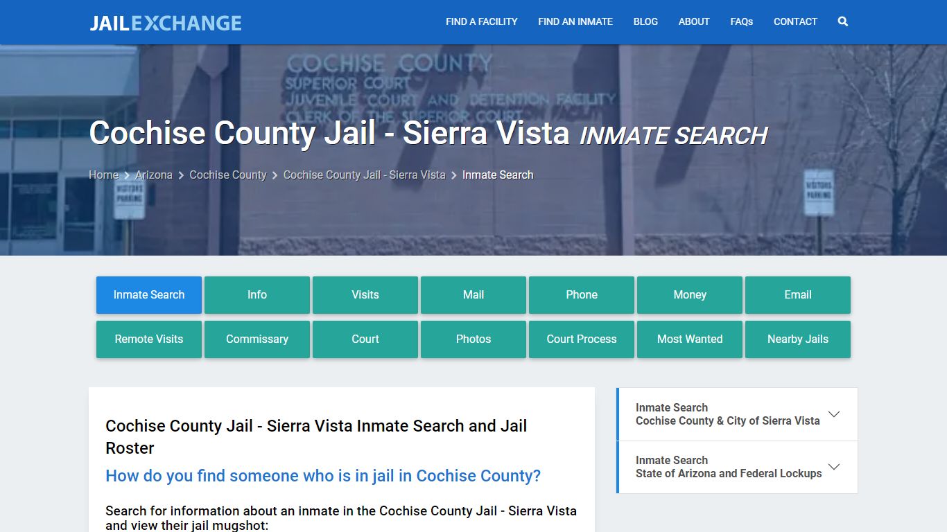 Cochise County Jail - Sierra Vista Inmate Search - Jail Exchange